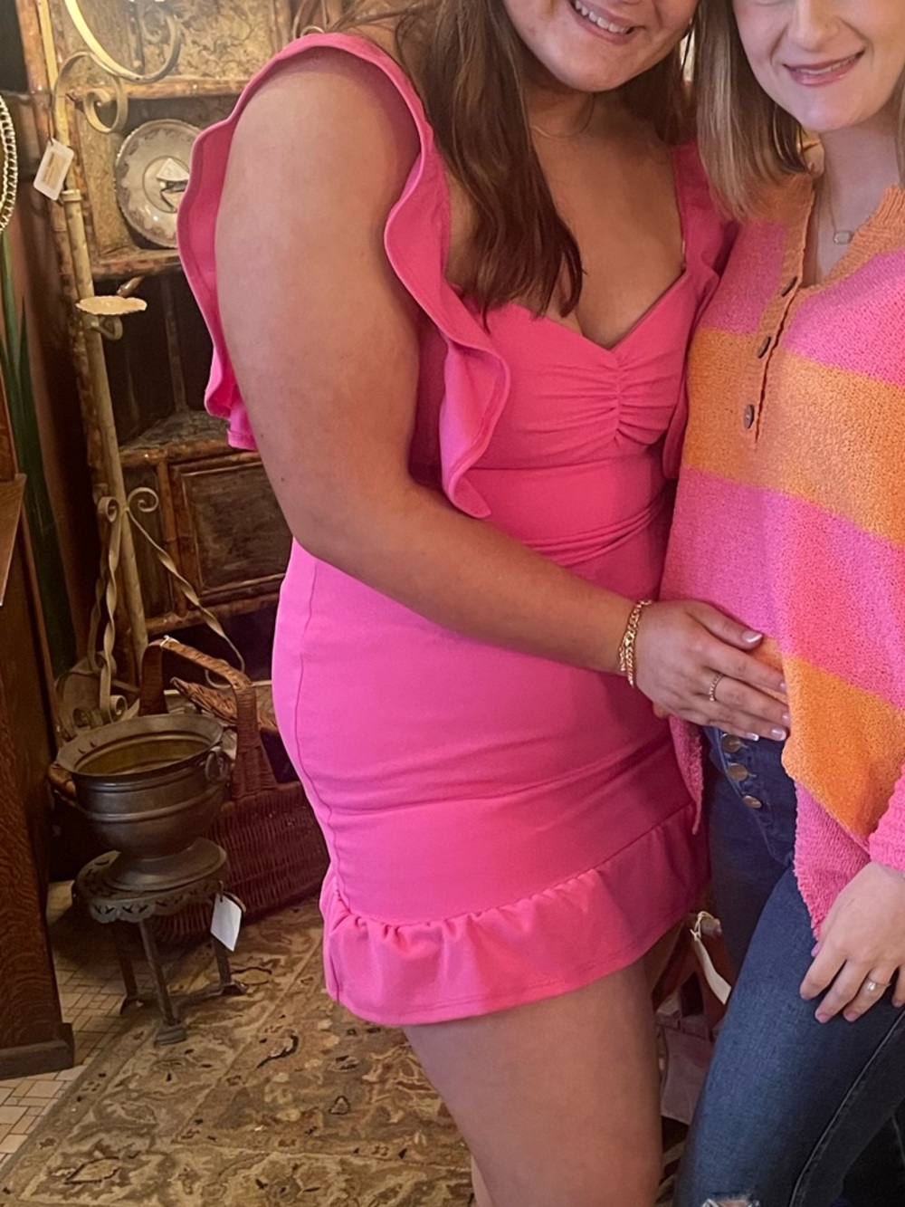 Bright Pink Ruffle Mini Dress